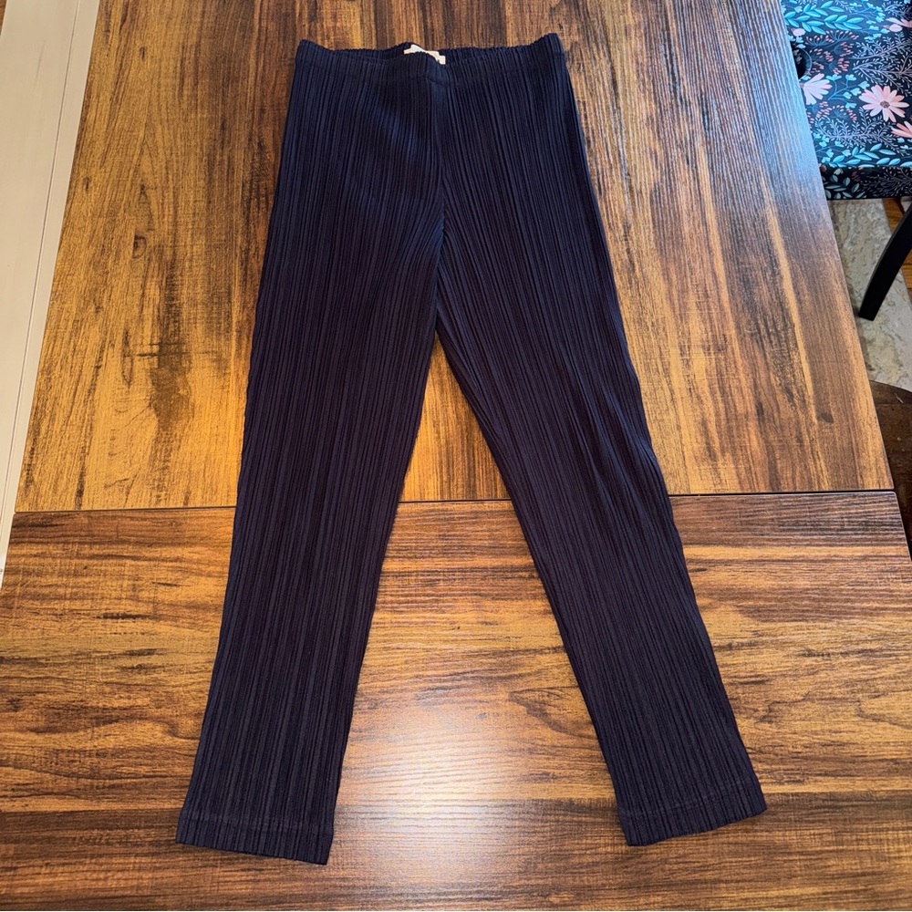 Issey Miyake Pleats Please Plissé Dark Navy Cropped Pants
